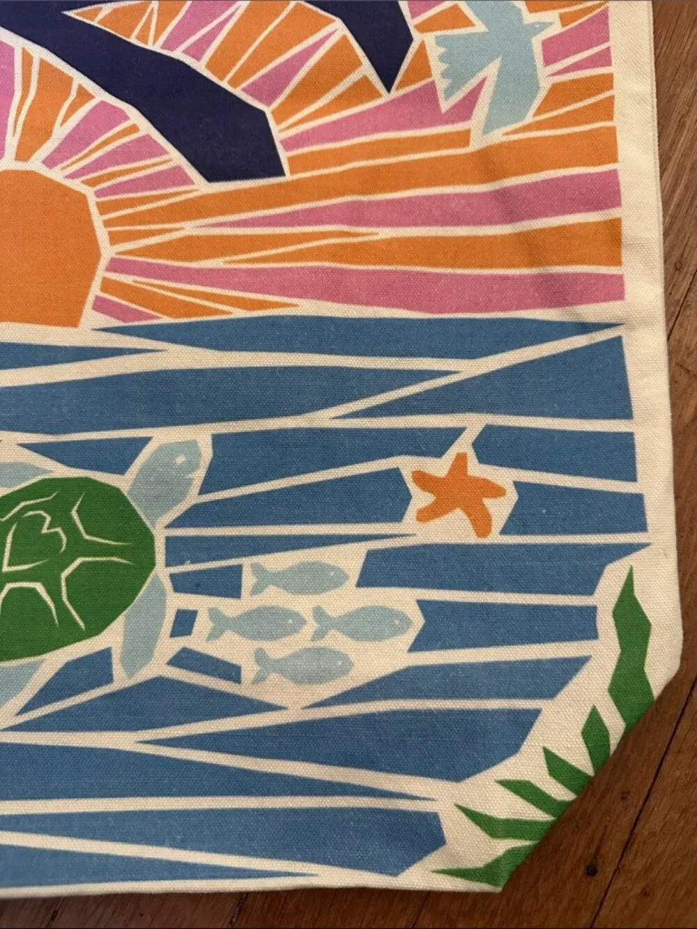 New Earth Breeze ocean conservation turtle tropical palm beach canvas tote bag